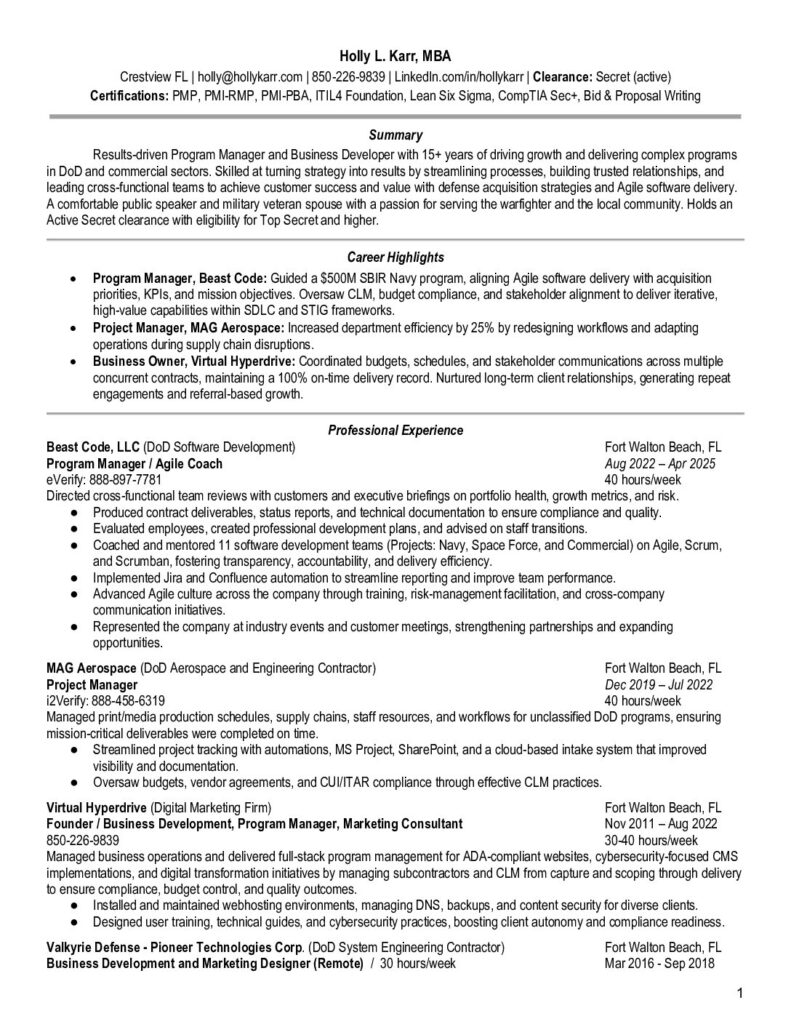 Holly Karr Resume